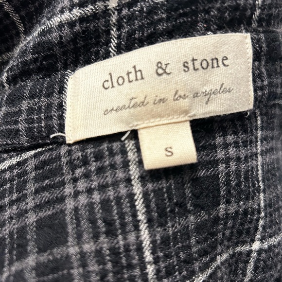 Anthropologie Cloth & Stone grey plaid size S button down shirt - Picture 7 of 7